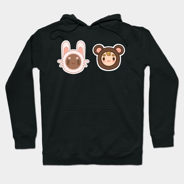 Bear and bunny Hoodie by kasumiblu